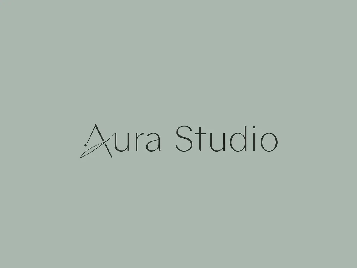 Aura Studio minimal wordmark on a sage background