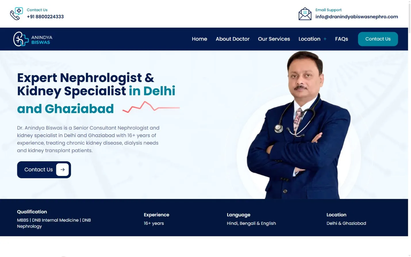 Dr. Anindya Biswas live homepage: specialist introduction and qualifications