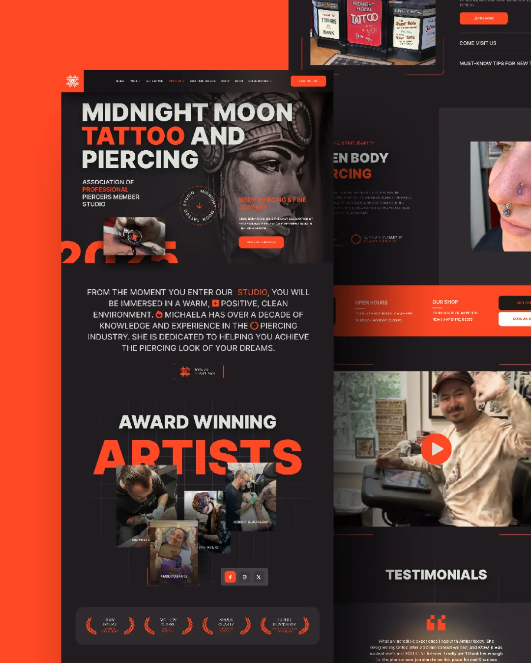 Midnight Moon Tattoo full website composition