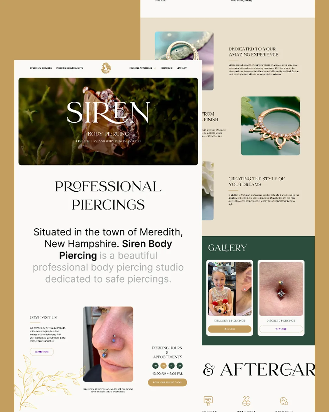 Siren Body Piercing full website composition