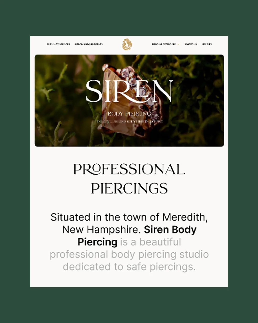 Siren Body Piercing studio and service page details