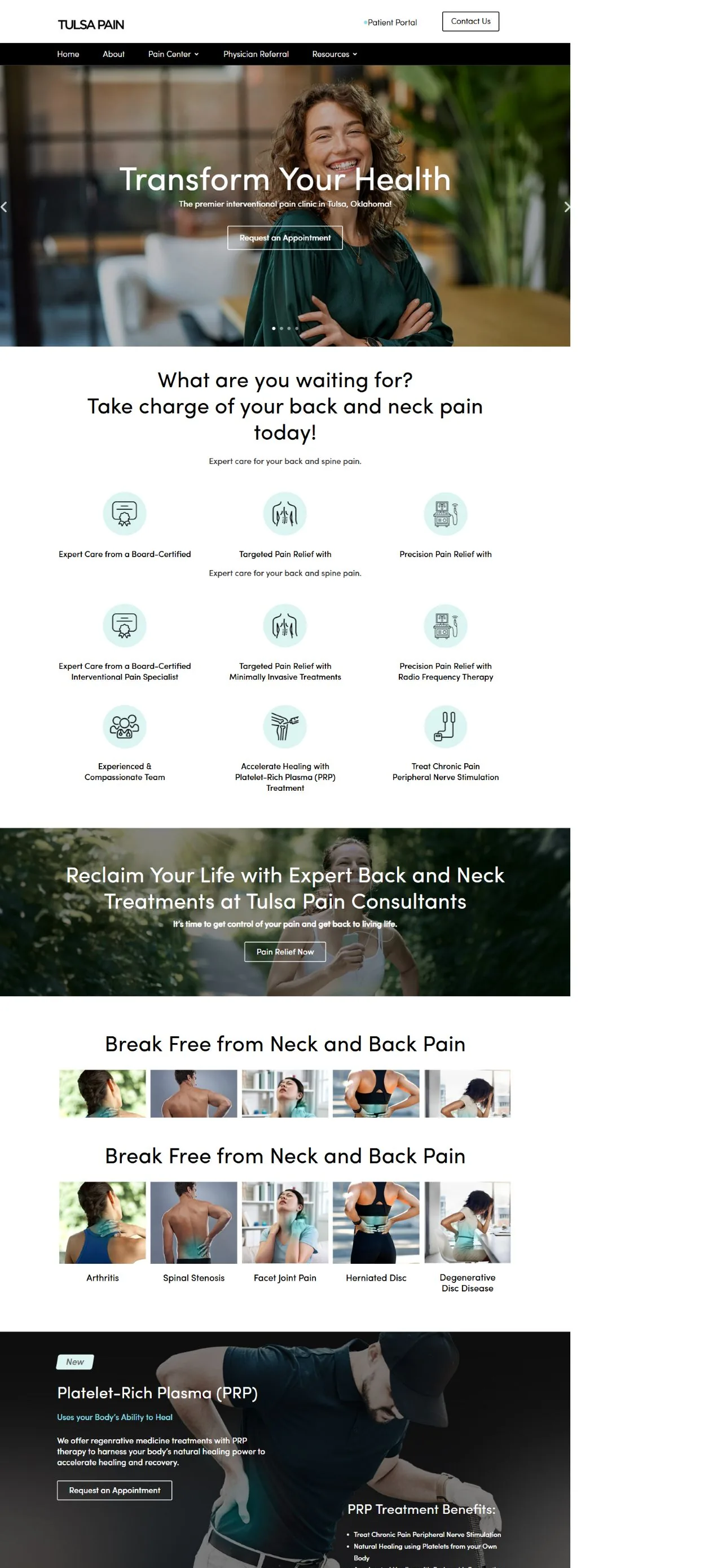 Tulsa Pain website introduction and specialist treatment pathways