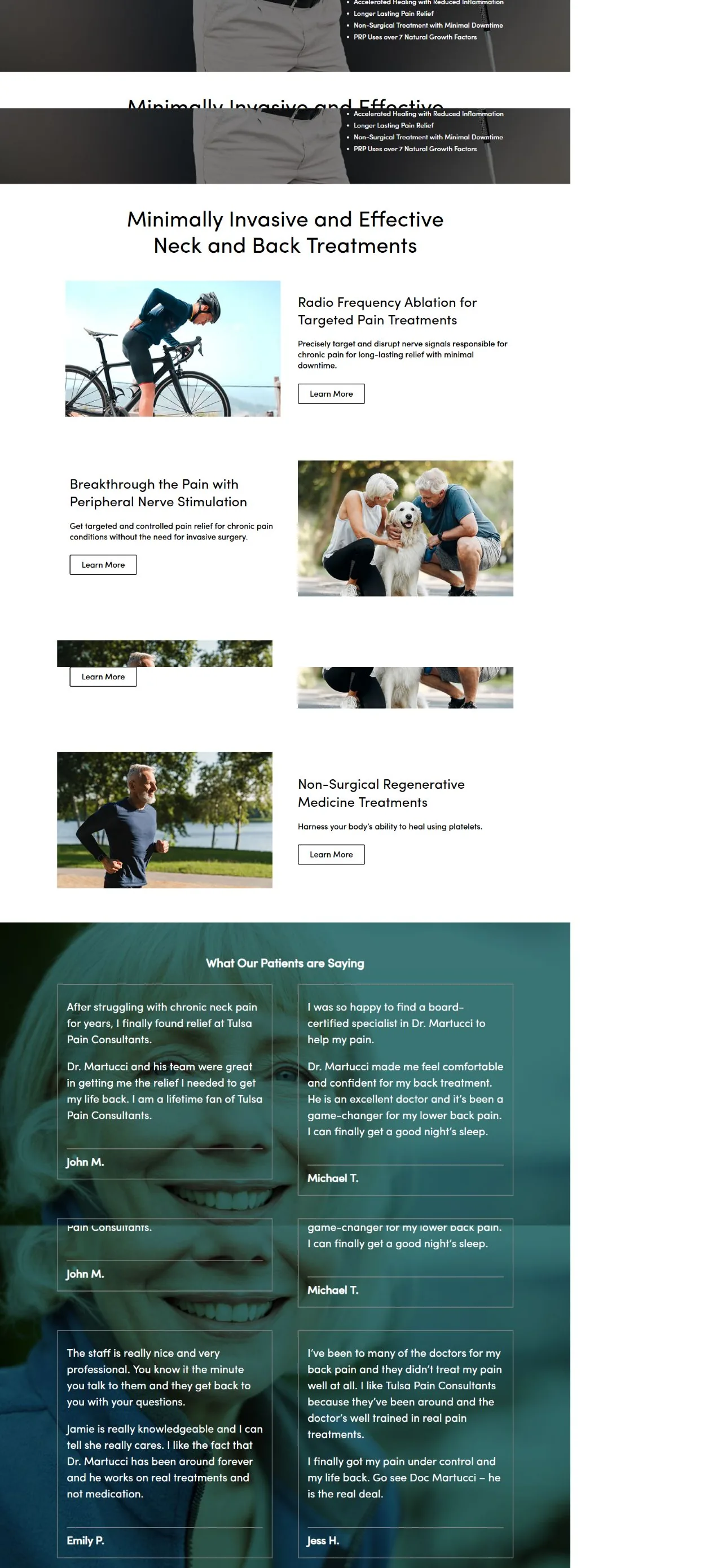 Tulsa Pain website treatment education and patient-information sections